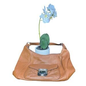 Michael Kor tan fulton Pebbled Leather Hobo Shoulder Bag